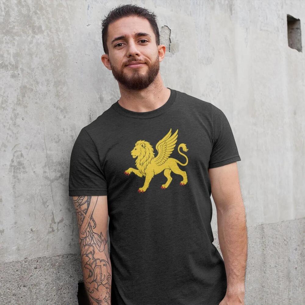 Winged Lion T-Shirt Medieval Heraldry Graphic Tee European History Gift